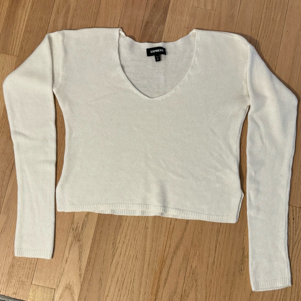 White Express Long Sleeve Sweater